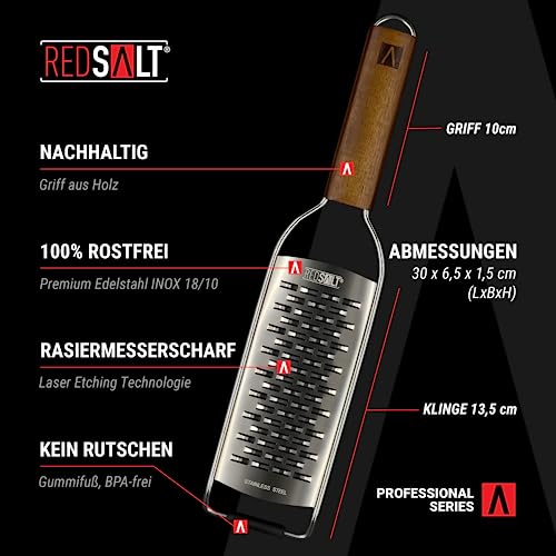REDSALT® Premium Ribbon Grater with Wooden Handle, Natural Acacia Wood, Single Ribbon Blade - Image 2