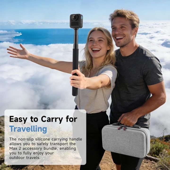 Image of M.G.R.J Portable Storage Protective Travel Bag for GoPro MAX 2 Action Camera & Adventure Combo Accessories Carrying Case (Hard|EVA|Black)