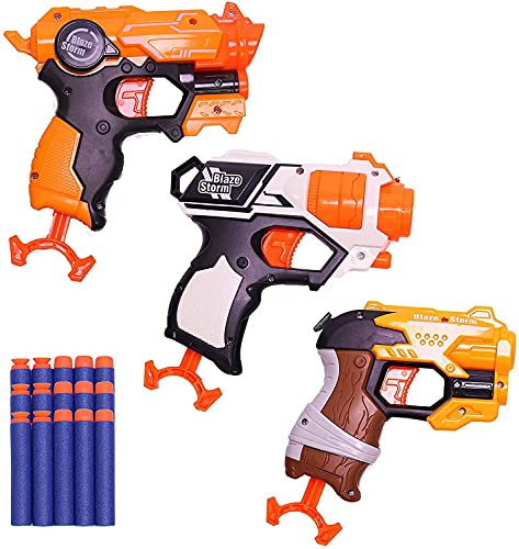 Zecong Mini Toy Guns for Nerf Gun Bullet, MicroShots Pump-Action Blasting Gun Toys with 15 Pcs Soft Foam Darts, Small Toy Foam Blaster Guns for Boys, Girls, Kids and Teens (3 Pack)