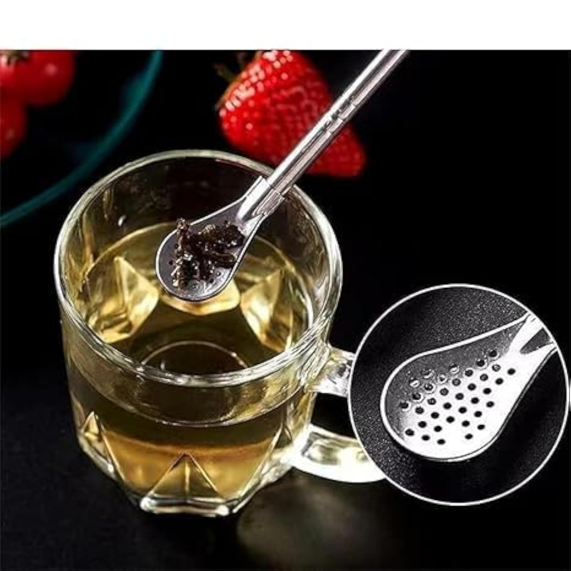 2 in 1 Multi-Function Stainless Steel Drinking Straws with Filter Spoon