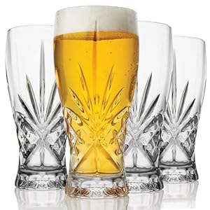 Godinger Beer Glasses, Pilsner Beer Glasses, Large Beer Pint Glass Drinking Glasses – Dublin Collection, Set of 4