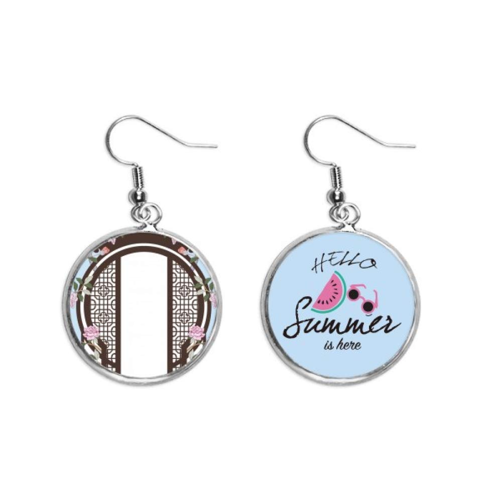 Pendientes de sandía con diseño de flor azul oriental y acabado artesanal único 5