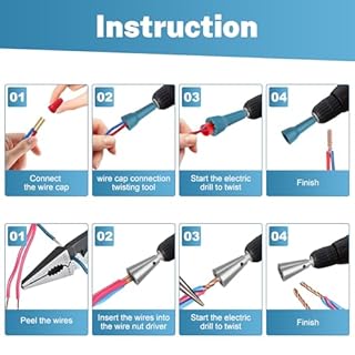 Ywmoml Wire Nut Twister & Wire Twister Tool for Drill, 1/4" Chuck Spin Twist Connector Socket, Compatible with 8-14 AWG, Quick Cable Stripping and Twisting Driver (4pcs)