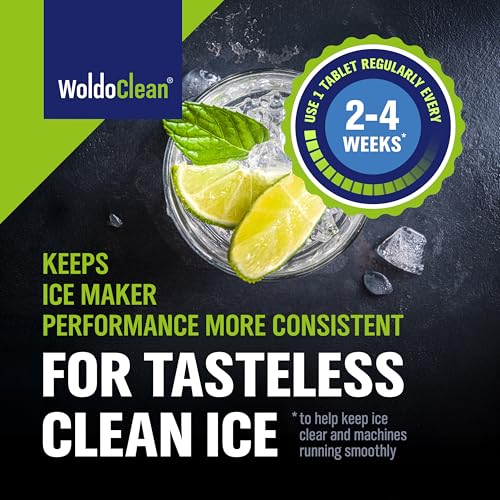 Image of WoldoClean Ice Machine Cleaner Tablets 20 Count - 2in1 Descaler, Extra Strength 16g Dual Action for Countertop, Nugget, Portable, Commercial Ice Makers, Nickel Safe