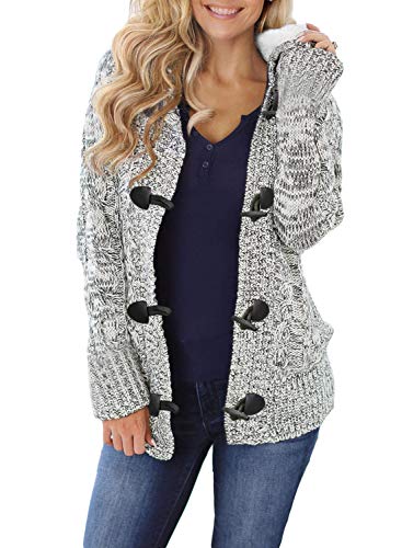 Dokotoo Gilet Femme Cardigan Casual Manteau Chaud Hiver Veste à Capuche Chandail en Tricots S-XXL