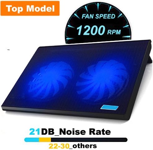 ThreeLeaf T102 10-15.4" Laptop Cooling Pad (Big 2Fans Super Quiet, Double sides built-in USB line, Back feet stand)