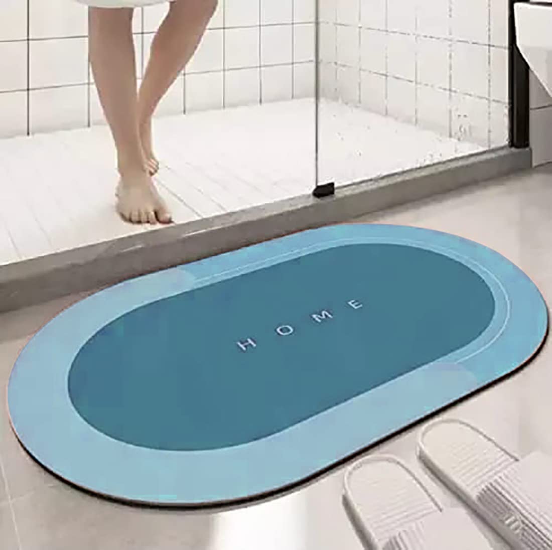 HOS DECORE Super Absorbent Nappa Leather Sarface Sky Blue Door Mat