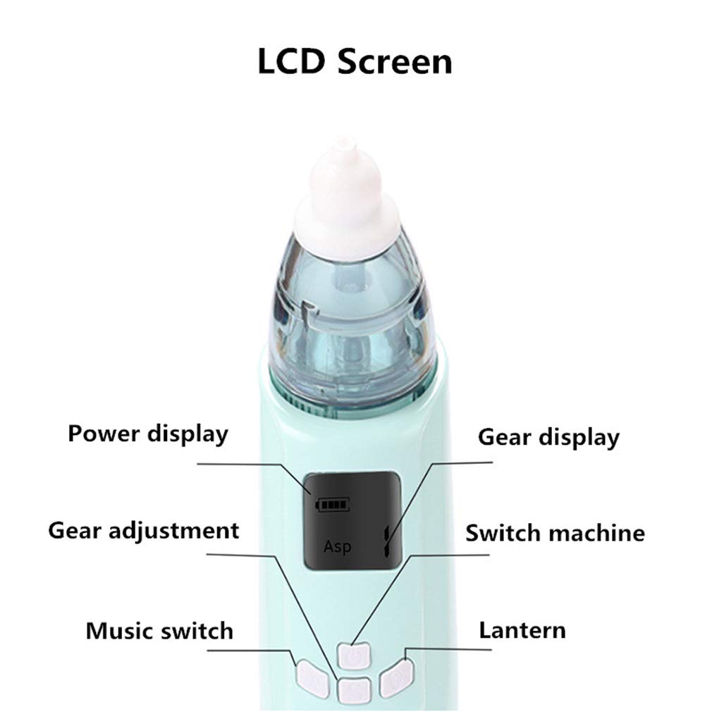 Bambino Nasale Aspiratore Elettrico, Aspirazione Naso Elettrico per Il Bambino con Musica E Schermo LCD Clear Stuffy Noses Velocemente E Delicatamente, per Neonati Neonati E nei Bambini,Verde