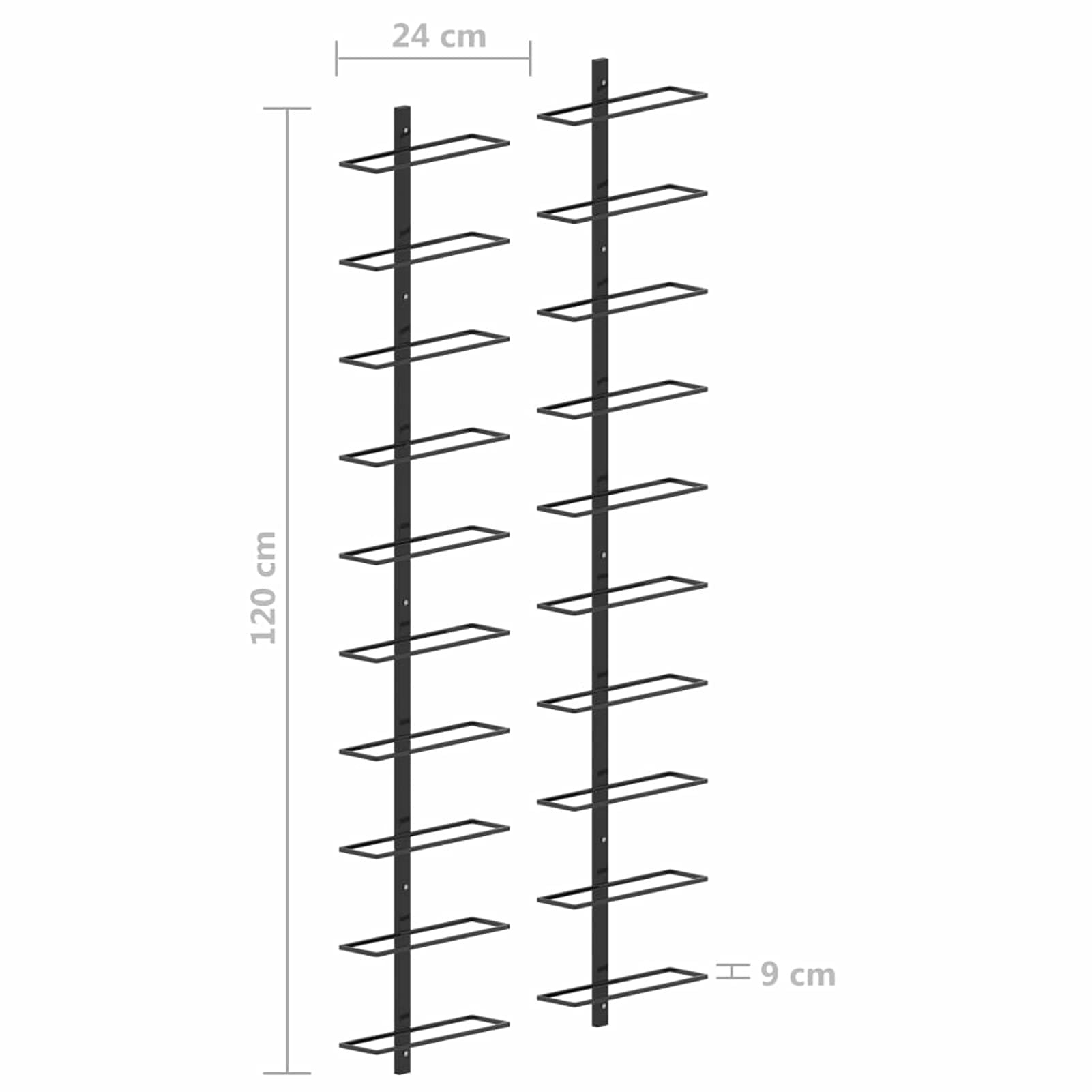 Homgoday Stojak na wino, stojak na wino, uchwyt na butelki wina, stojak na wino, szafka na wino i stojak na wino na 20 butelek 2 szt. czarny metal