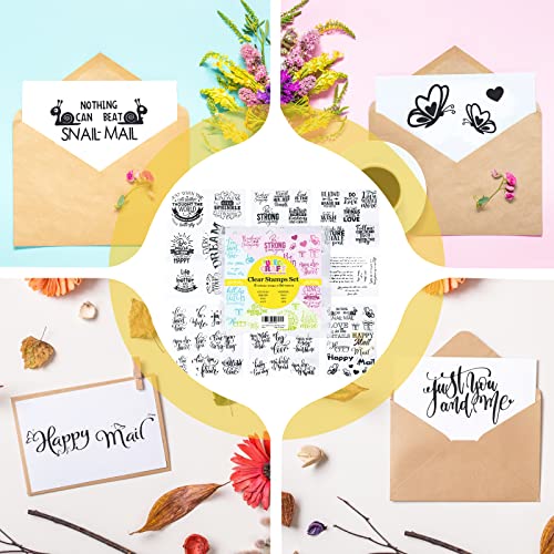 Ucec Words Clear Stamp, 8 Sheets Silicone Craft Stamps Cards With Sentiment, Rubber Stamps For Card Making, Greeting Words Pattern For Holiday Card Making And Diy Scrapbooking Journaling-62 Pieces #TOP6