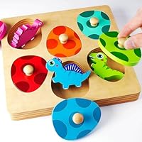 Peg Puzzles Wooden Toys for 1 2 Year Old: Montessori Toys for 12-18 Month Boys Girls Baby Birthday Gifts - Educational Learning Toys for Toddlers Kids Age 1 2 3