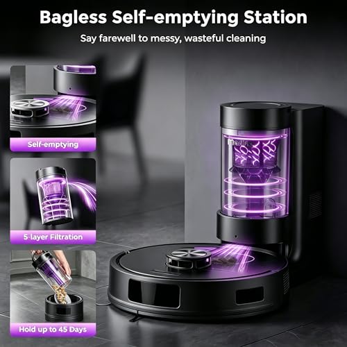 Image of Robot Vacuum and Mop Combo, Robot Vacuum Cleaner with Bagless Self Emptying Station, 18000Pa Suction, LiDAR Navigation, ideal for Pet Hair, Carpet & Hard Floor, Compatible with App /Alexa /Voice Control