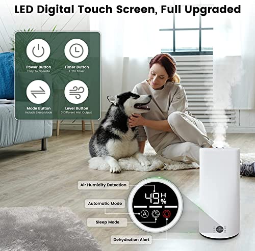 Humidifiers For Bedroom White, 3L Auto Humidity Baby Humidifiers For Nursery, Filter Free Cool Mist Humidifiers, 35Db Quiet Essential Oil Diffuser Humidifiers, Bpa Free, Auto Shut Off, Sleep Mode #TOP1