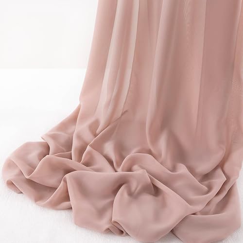 MLMW Chiffon Fabric by the Yard Sheer Fabric for Draping,Dusty Rose | 20 Yards,Sheer Fabric by the yard,Tulle Material for Drapes,Wedding Arch Fabric,Backdrop Curtains Ceiling Decor - Dusty Rose - 60''W *720''L (20 Yards)