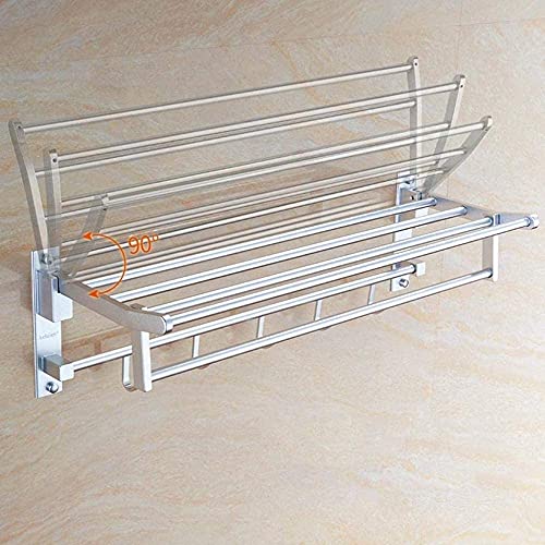 Solución para baños pequeños con este estante plegable de aluminio 6