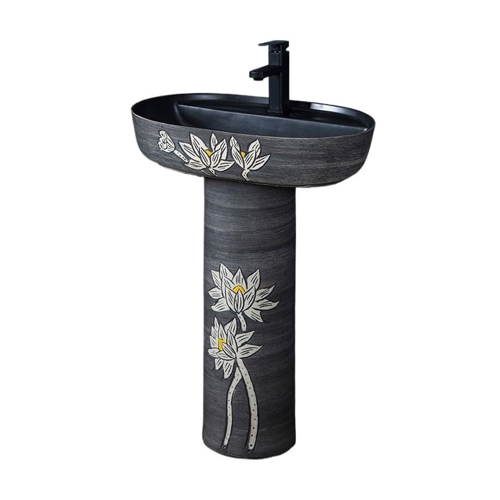 AYCDL Laundry Room Sink Retro Creative Art Pedestal Basin Integrated Floor-Standing Wash Outdoor Courtyard Balcony Sink Outdoor Freestanding Washbasins