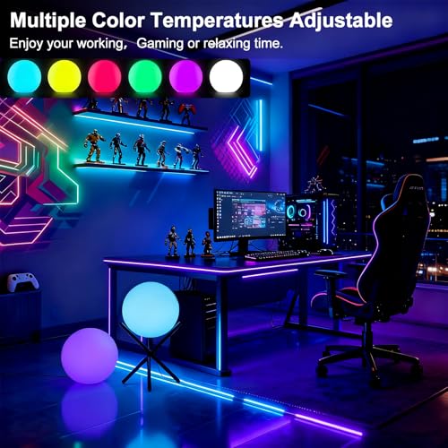 Image of Lightdot 12-Inch RGB+CW Smart Globe Floor Lamp, Corner LED Ball Light with Remote Control, 10W 2700K-6500K Multiple Color Changing, Waterproof Glowing Orb Light for Indoor Outdoor Lighting Decors