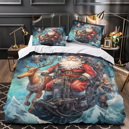 Funda nórdica de reno navideño 3D en microfibra suave de 200x200 cm con 2 fundas de almohada con cremallera 4