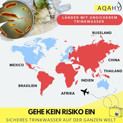 AQAHY Trinkwasseraufbereitung ohne Chlor (100 Tabletten) - reicht für 2000 l Wasser - Inaktiviert Keime, Viren und Bakterien - konserviert Trinkwasser - Notvorrat, Blackout, Notfallrucksack