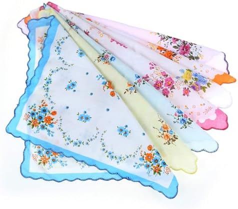 La Closure Ladies Vintage Floral 100% Cotton handkerchiefs mixed Bulk - 2