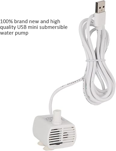 Miniatura 3 de Mini bomba sumergible USB para peces, bomba silenciosa de fuente de agua para mascotas, potente fuente de repuesto para mascotas DC5V, 200L/H