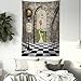 Ambesonne Alice in Wonderland Tapestry, Welcome Wonderland Black and White Floor Landscape Mushroom Print, Wall Hanging for Bedroom Living Room Dorm Decor, 40