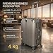 POSH Mittelgroß Koffer L - Aluminium Rahmen Hartschale Polycarbonat Trolley mit 2 TSA-Schlössern - Ohne Reißverschluss - Robuster Business 70L Reisekoffer 70x45x28 cm - Inklusive Kofferschutzhülle