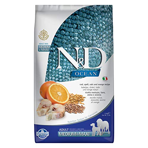 Produktbild von Farmina N&D Ocean Dog Trockenfutter Kabeljau, Hafer & Orange Medium und Maxi - 2,5 kg
