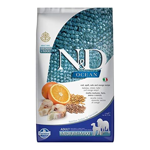 Farmina N&D Ocean Dog Dry Med/Maxi Cod Spelt Oats Orange 5.5 Pounds