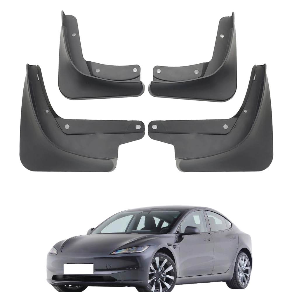 QIZUN 4pcs Car Front Rear Mud Flaps for Tesla Model 3 2023 2024 Highland