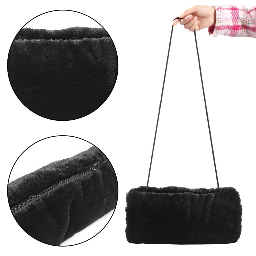 Donne Scaldamani Manicotto Hand Manicotto Con Collo Cordone Peluche Scaldamani Moda portatile per Donne & Ragazze In inverno (Nero)