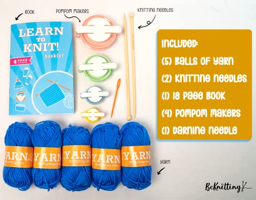Beknitting Knitting Starter Kit For Beginners | Great Craft For Adults And Kids | Yarn, Pompom Makers, Needles & More #TOP2