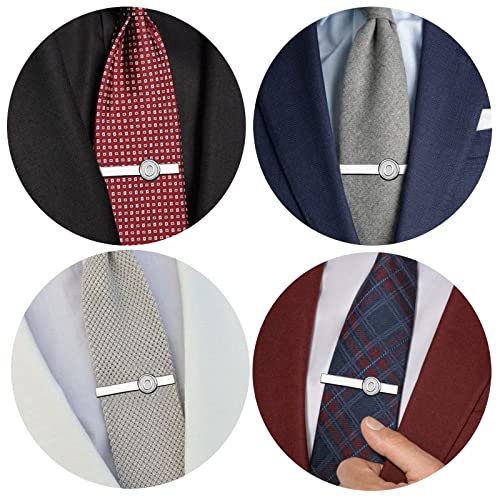 image for AMITER Mens Classic Cufflinks and Tie Clip Set for Men Silver Initials