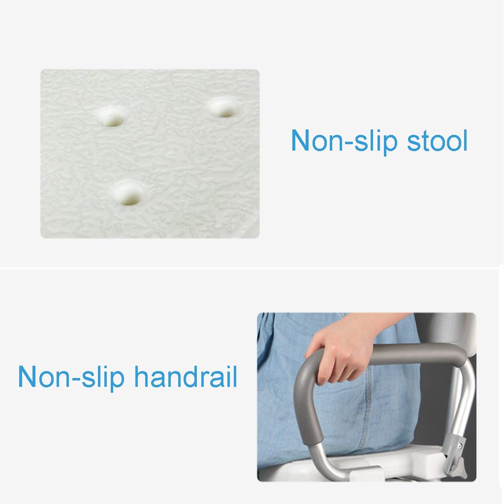 Taburete de baño Silla de Ducha con apoyabrazos y Respaldo Acolchados, Silla elevadora de bañera Blanca con Brazos, para discapacitados, Personas Mayores y Ancianos Antideslizante