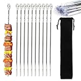 Grillspieße, 20 Stück Schaschlikspieße Edelstahl, Grillspieße Edelstahl BBQ, Grillspieße Edelstahl Lagerfeuer Lang, Grill Spieße für Lagerfeuer, fleischspieße für Lagerfeuer Oder Grillschale