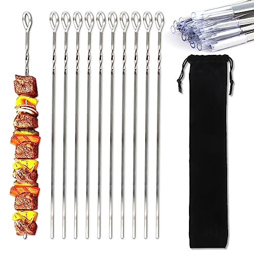 Grillspieße, 20 Stück Schaschlikspieße Edelstahl, Grillspieße Edelstahl BBQ, Grillspieße Edelstahl Lagerfeuer Lang, Grill Spieße für Lagerfeuer, fleischspieße für Lagerfeuer Oder Grillschale