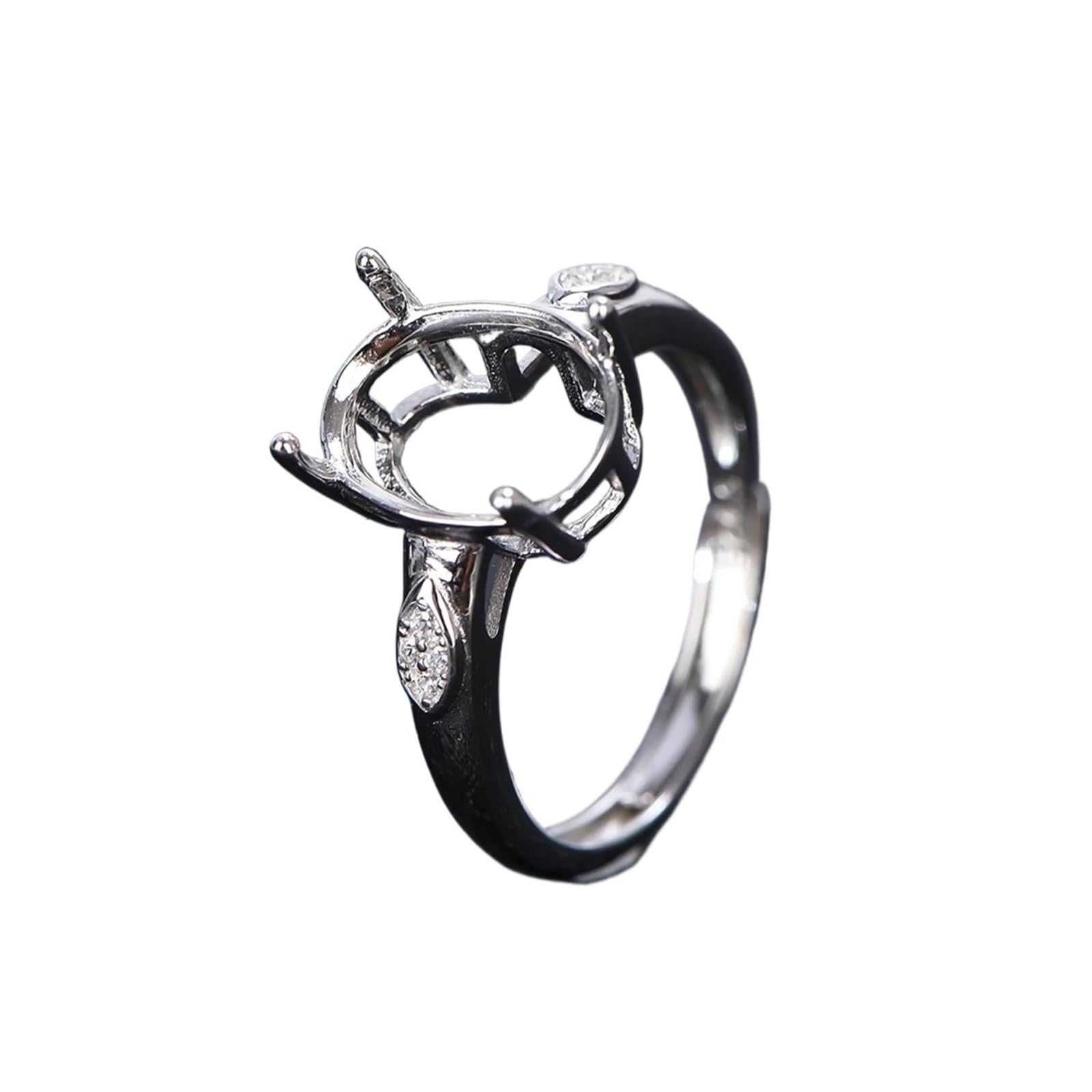 PVUVTNAHW Anillo en blanco de Plata de Ley 925 de 5x7-12x16mm, Material de estilo Simple, adecuado for anillos de mujer hechos a mano DIY(8x10mm)