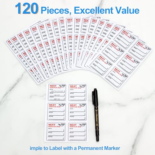 Image of for Oil Change Sticker Static Cling, Clear Stickers 120 Pcs 2 inchx 2 inch Next Service Due Sticker for Windshield, Easy to Peel with No Residue for Car Auto Vehicle Window (Red1)