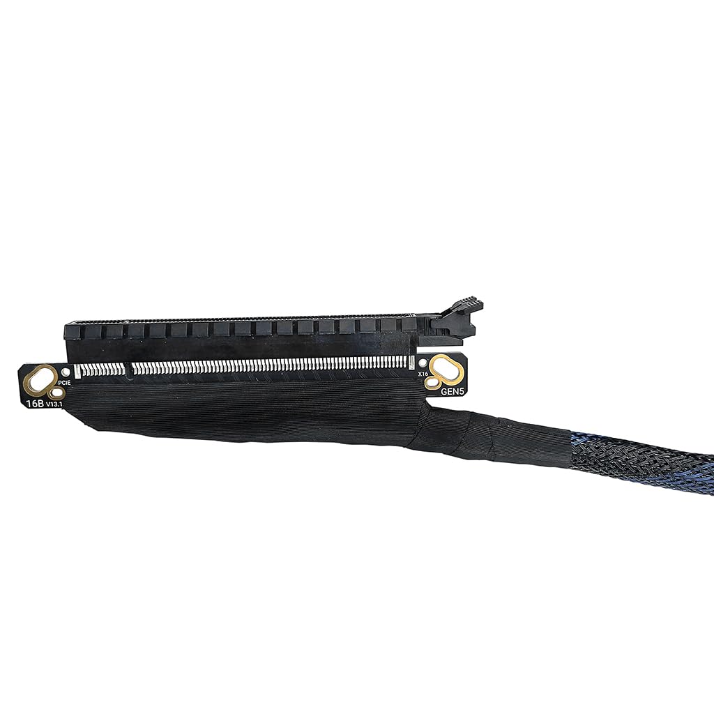 JMT 180 Grad 64 GBS PCIE 5.0 X16 Grafikkarten-Verlängerungskabel, GEN5, geflochtenes Netzkabel, Riser für AI-Server, Grafikkarte, biegbarer GPU-Adapter, 16AB5 (rechts nach rechts, 30 cm)