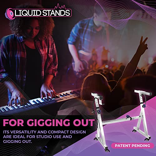 Liquid Stands Keyboard Stand W/Wheels - Z Style Adjustable & Portable Professional Heavy Duty Digital Piano Stand - Fits 54-88 Key Electric Pianos - Sturdy Rolling Musical Keyboard Stand (Chrome) #TOP6