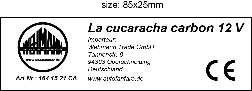 Bocina de aire a presión "La Cucaracha" de carbono, 5 tonos (carbono)