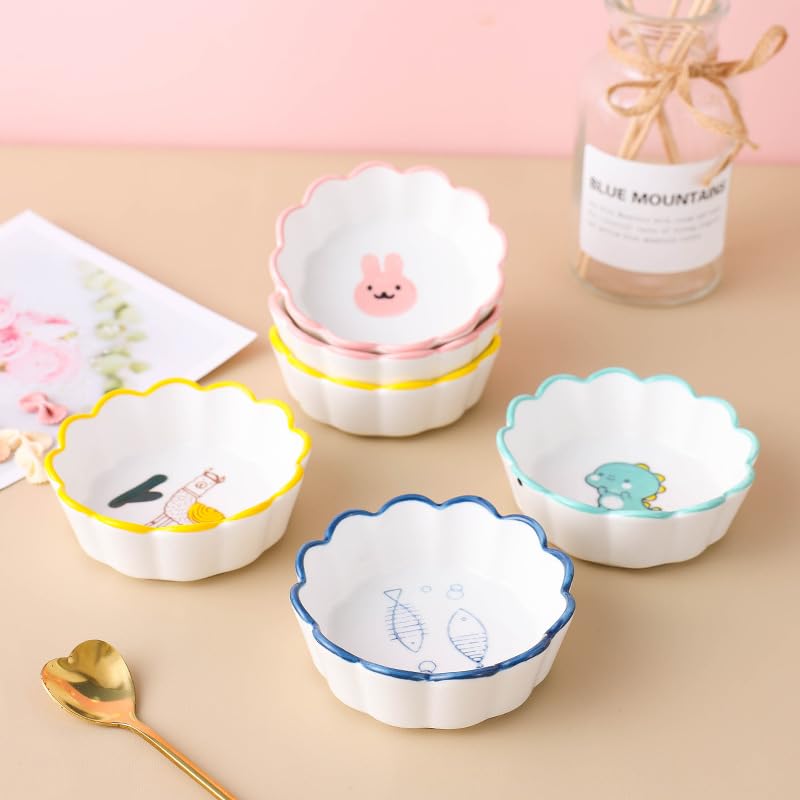 Image of YANCI Ceramic Dipping Bowls Set, Small Tableware for Soy Sauce, Vinegar, Chutney, Sushi Condiments (Multicolor, Pack of 4)