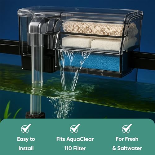 Image of AquaClear 110 HOB Maintenance & Replacement Filter Media Kit, Including Gokul Brands Mesh Bags(AquaClear Activated Carbon, BioMax Media, 110 Foam Insert)