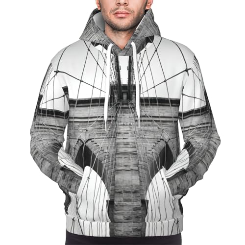 Pull à capuche Brooklyn Bridge pour homme avec cordon de serrage et manches longues
