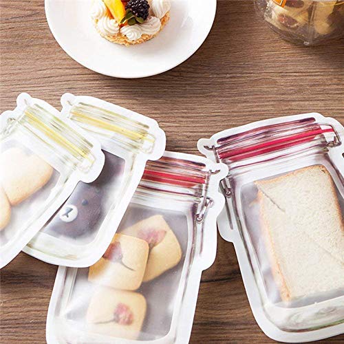 Mason Jar Bottles Bags, 21Pieces Reusable Food Saver Storage Bags Snacks Zipper Sealed Bags Fresh Bags