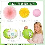 Spring Party Decorations – 14 Pack Pastel Bunny & Daisy Paper Lanterns, Pom Poms & Fans – Hanging Spring Decor for Office, Classroom, and Easter Seasonal Celebrations - Image 2