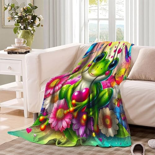 Couverture grenouille 3D anti-peluche plaid microfibre chaud lit