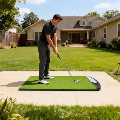 Integrated Golf Hitting Mat with Curved Ball Tray 5x4ft 26mm - image 5