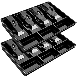 Hoteam 2 Pcs Cash Drawer Cash Drawer Tray Cash Tray Money Tray Cash Register Drawer Insert Tray with Plastic Clip, for Money Coin Storage (4 Bills 3 Coins)