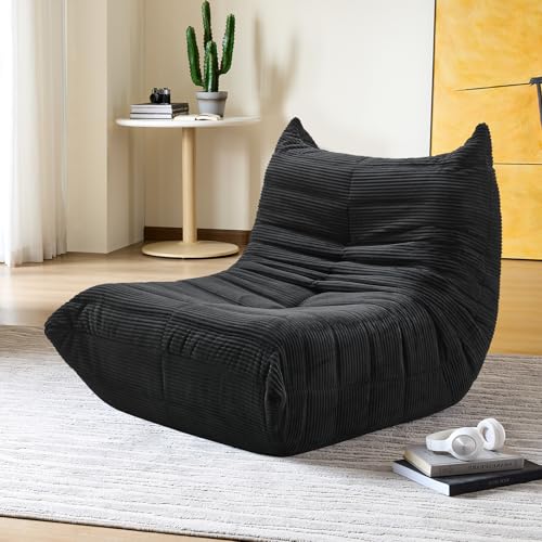 Aosaifen Bean Bag Chair - Corner Sofa, Fireside Chair Bean Bag Sofa Large Bean Bag Chair for Adults,Fireside Floor Couch for Living Room, Bedroom, Gaming (Yellow, Single) (Black, Single)